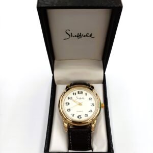 Gold Classic Leather Dress Watch