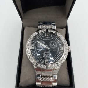 Black Dial Crystal Bezel Statement Watch